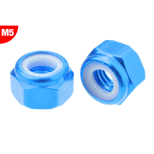 Team Corally - Aluminium Nylstop Nut - M5 - Blue - 10 pcs