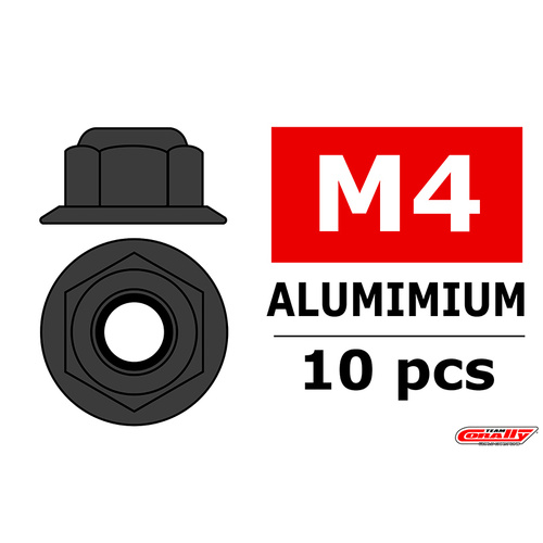 Team Corally - Aluminium Nylstop Nut - M4 - Flanged - Gun Metal - 10 pcs