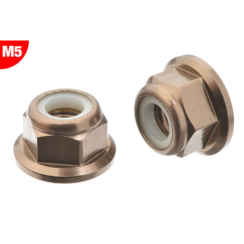 Team Corally - Aluminium Nylstop Nut - M5 - Flanged - Gun Metal - 10 pcs