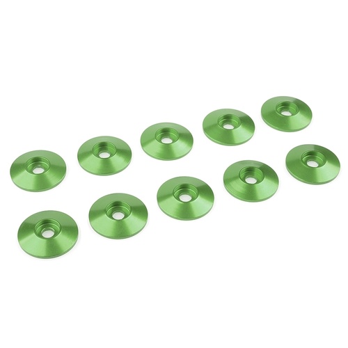 Team Corally - Aluminium Washer - for M3 Button Head Screws - OD=15mm - Green - 10 pcs