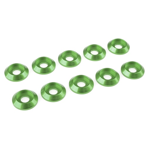 Team Corally - Aluminium Washer - for M4 Button Head Screws - OD=12mm - Green - 10 pcs