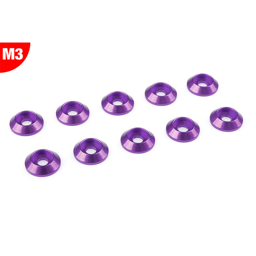 Team Corally - Aluminium Washer - for M3 Button Head Screws - OD=10mm - Purple - 10 pcs