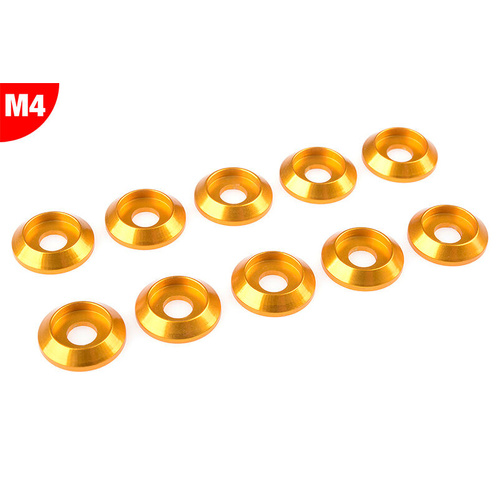 Team Corally - Aluminium Washer - for M4 Button Head Screws - OD=12mm - Gold - 10 pcs