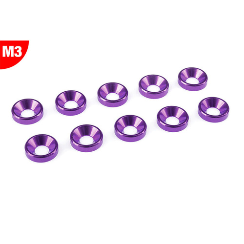 Team Corally - Aluminium Washer - for M3 Flat Head Screws - OD=8mm - Purple - 10 pcs