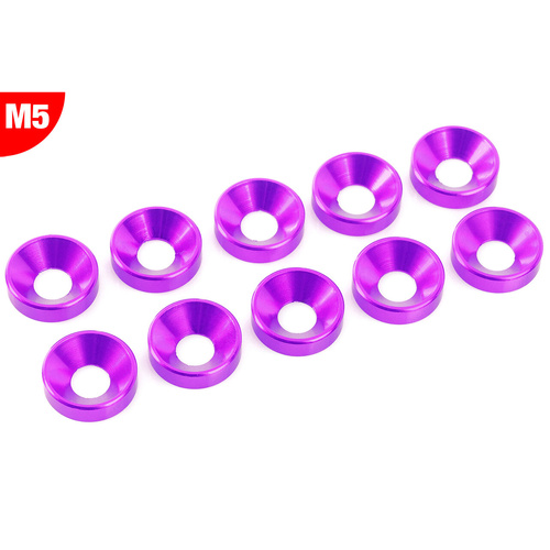 Team Corally - Aluminium Washer - for M5 Flat Head Screws - OD=12mm - Purple - 10 pcs