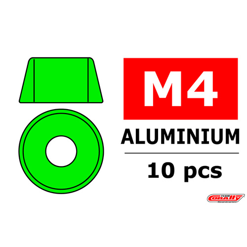 Team Corally - Aluminium Washer - for M4 Socket Head Screws - OD=10mm - Green - 10 pcs