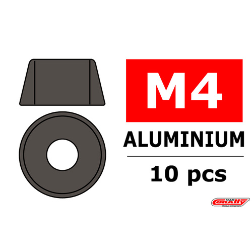 Team Corally - Aluminium Washer - for M4 Socket Head Screws - OD=10mm - Gun Metal - 10 pcs