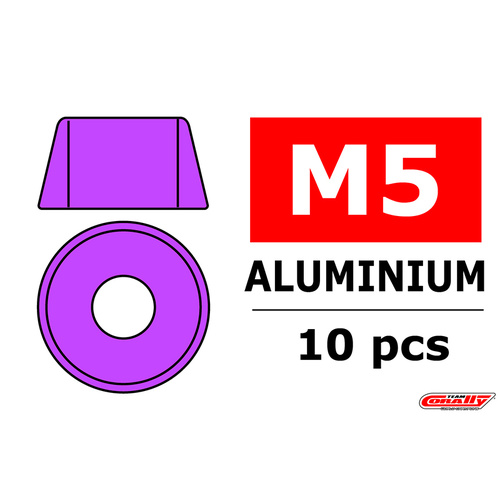 Team Corally - Aluminium Washer - for M5 Socket Head Screws - OD=12mm - Purple - 10 pcs