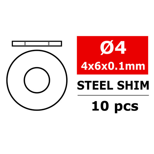 Team Corally - Steel Metric Shim - 4x6x0,1mm - 10 pcs