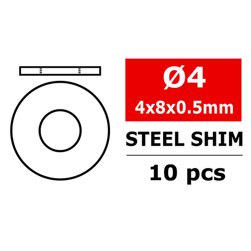 Team Corally - Steel Metric Shim - 4x8x0,5mm - 10 pcs