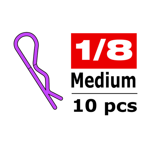 Team Corally - Body Clips - 45° Bent - Medium - Purple - 10 pcs