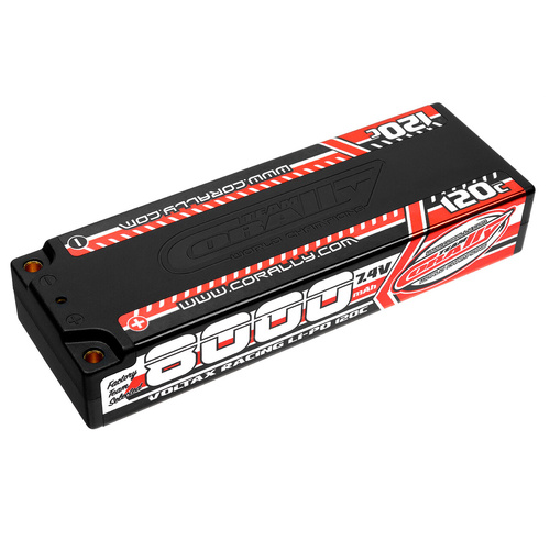Team Corally - Voltax 120C LiPo Battery - 8000mAh - 7.4V - Stick 2S - 4mm Bullit