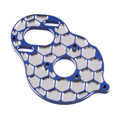 JConcepts - DR10, SR10 aluminum +2mm rear motor plate - honeycomb - blue