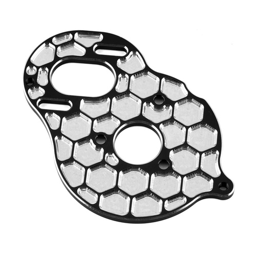 JConcepts - DR10, SR10 aluminum +2mm rear motor plate - honeycomb - black