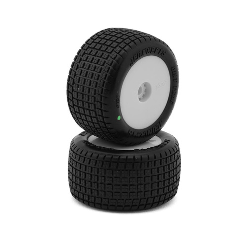 JConcepts Mini-B/T Dirt Trac Mini Pre-Mounted Rear Tires (White) (2) (Green)