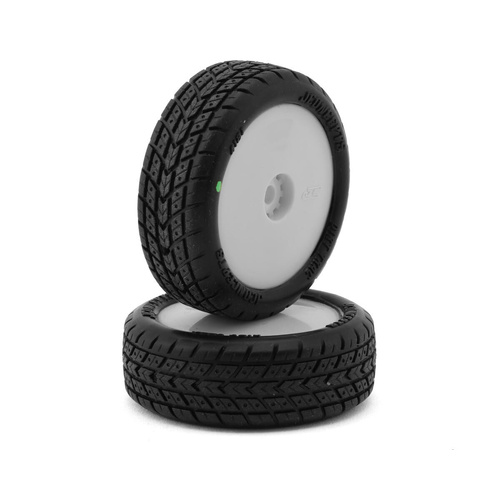 JConcepts Mini-B Dirt Trac Mini Pre-Mounted Front Tires (White) (2) (Green)