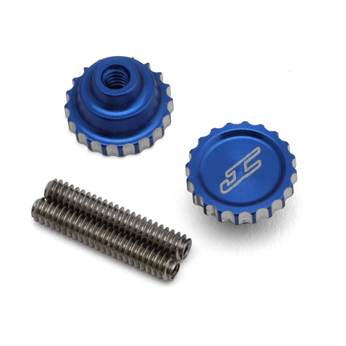 JConcepts RC10 Aluminum 4-40 Future Thumb Nuts w/Set Screws (Blue) (2)