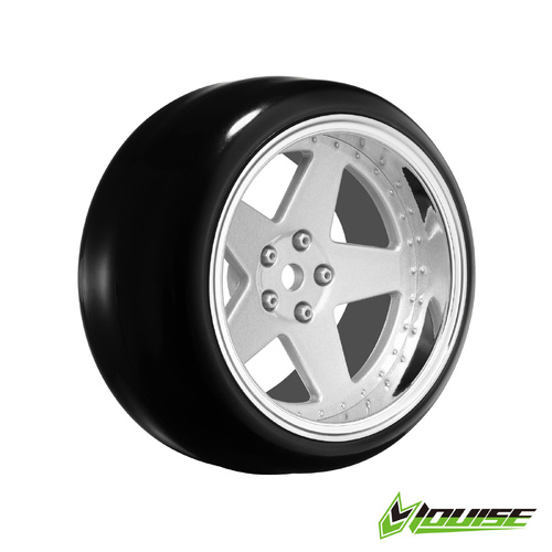 5SPOKE/MATTE SILVER Pre mount  rim & tyres 2,4,6,8mm OFFSET HEX 12mm 4pcs