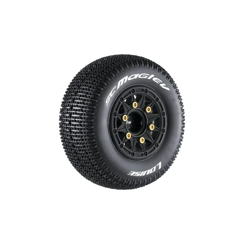 Louise R/C SC-Maglev 1/10 Short Course Tires, Soft, 12, 14 & 17mm Removable Hex on Black Rim